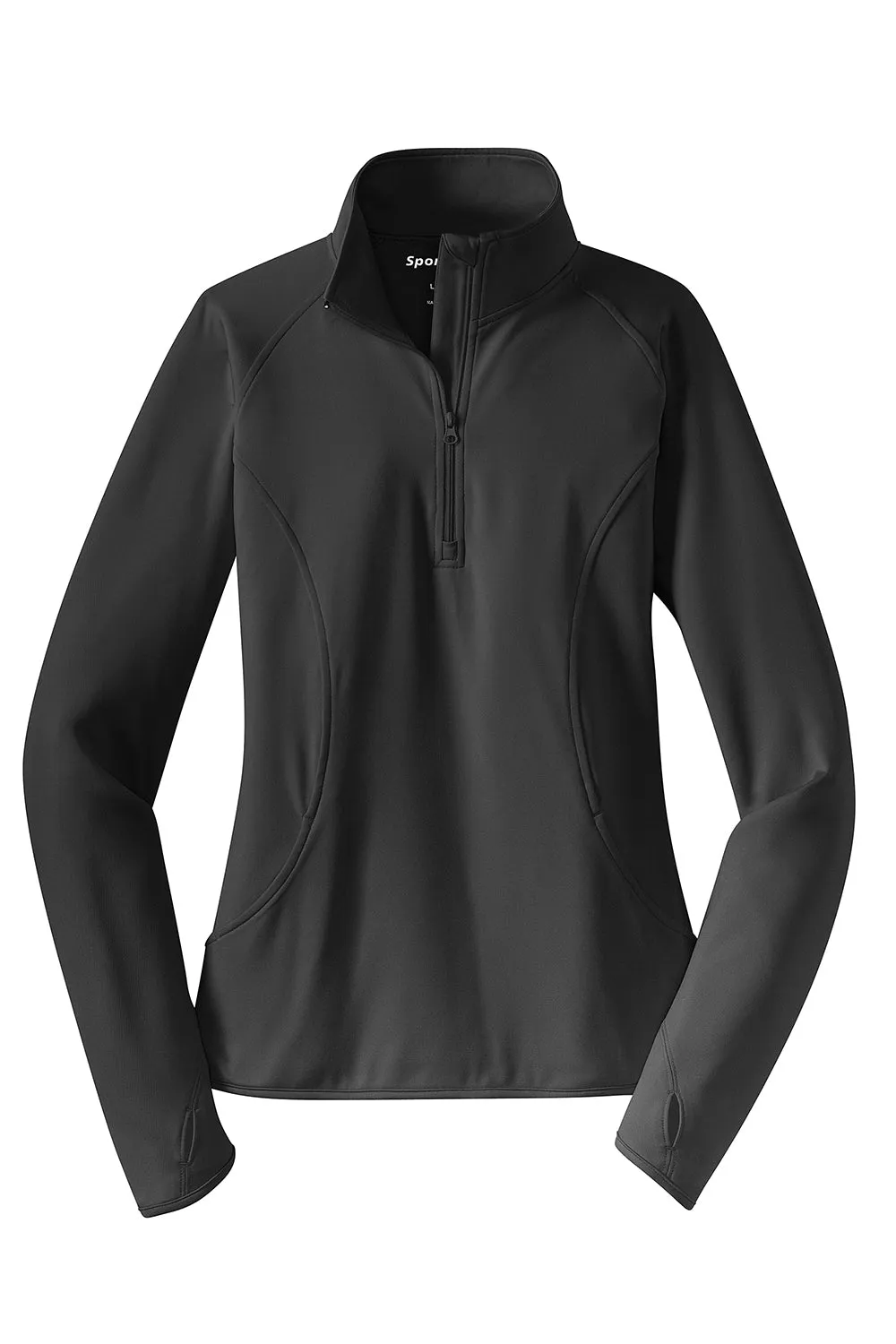 Sport-Tek Womens Sport-Wick Moisture Wicking 1/4 Zip Sweatshirt w/ Pouch Pocket - Charcoal Grey