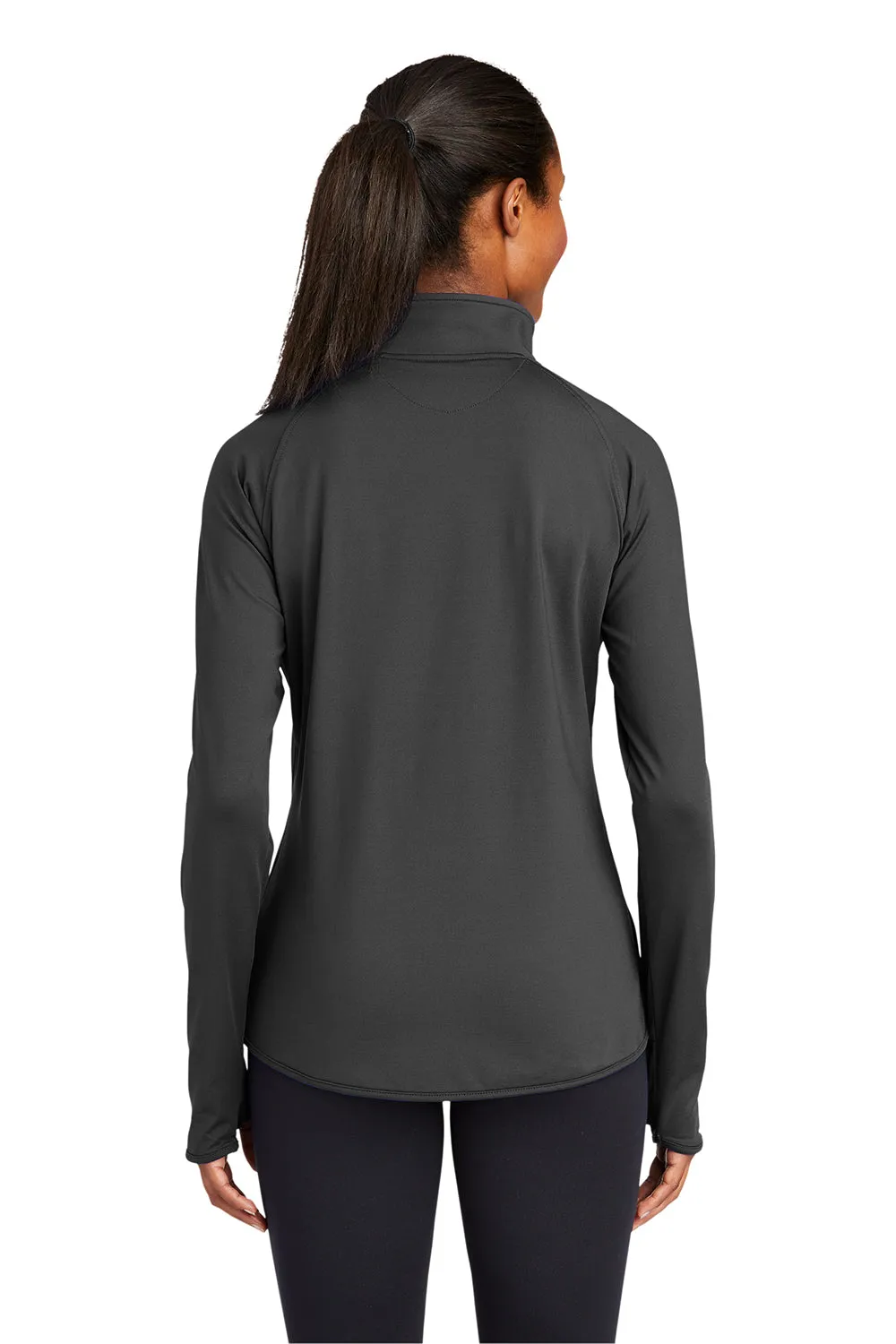 Sport-Tek Womens Sport-Wick Moisture Wicking 1/4 Zip Sweatshirt w/ Pouch Pocket - Charcoal Grey