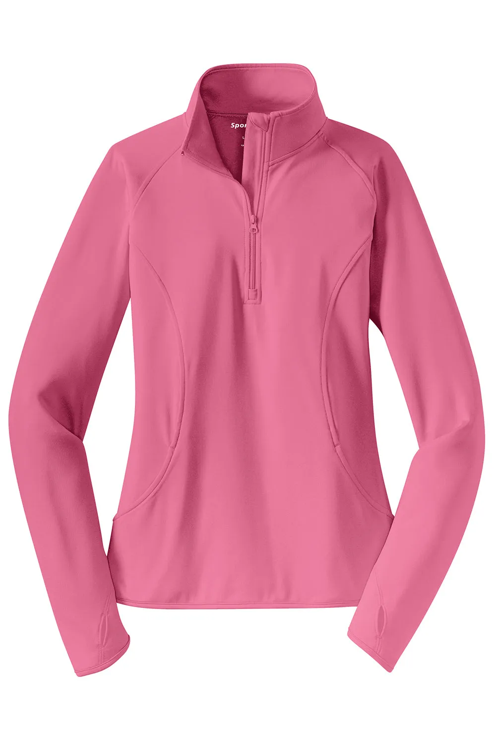 Sport-Tek Womens Sport-Wick Moisture Wicking 1/4 Zip Sweatshirt w/ Pouch Pocket - Dusty Rose Pink