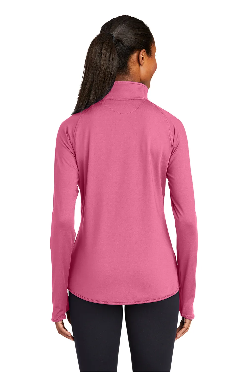 Sport-Tek Womens Sport-Wick Moisture Wicking 1/4 Zip Sweatshirt w/ Pouch Pocket - Dusty Rose Pink
