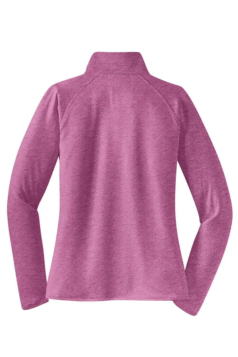 Sport-Tek Womens Sport-Wick Moisture Wicking 1/4 Zip Sweatshirt w/ Pouch Pocket - Heather Pink Rush
