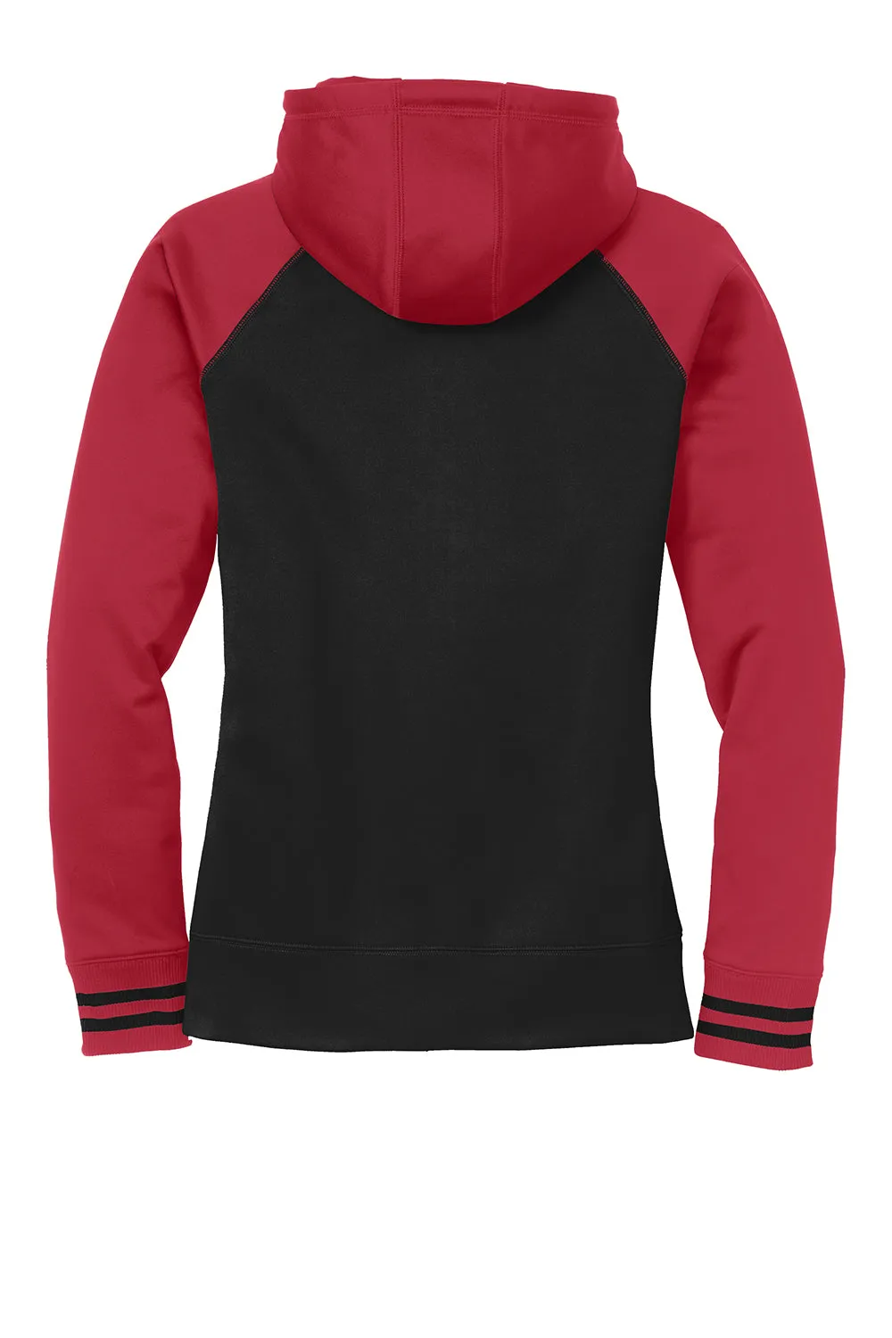 Sport-Tek Womens Sport-Wick Moisture Wicking Fleece Hooded Sweatshirt Hoodie w/ Pockets - Black/Deep Red