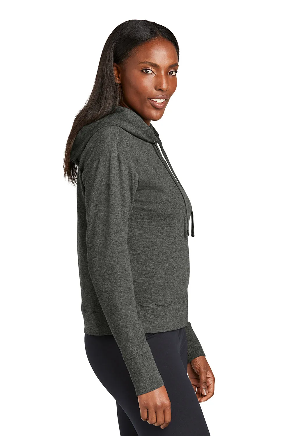 Sport-Tek Womens Sport-Wick Moisture Wicking Flex Fleece Hooded Sweatshirt Hoodie - Heather Dark Grey