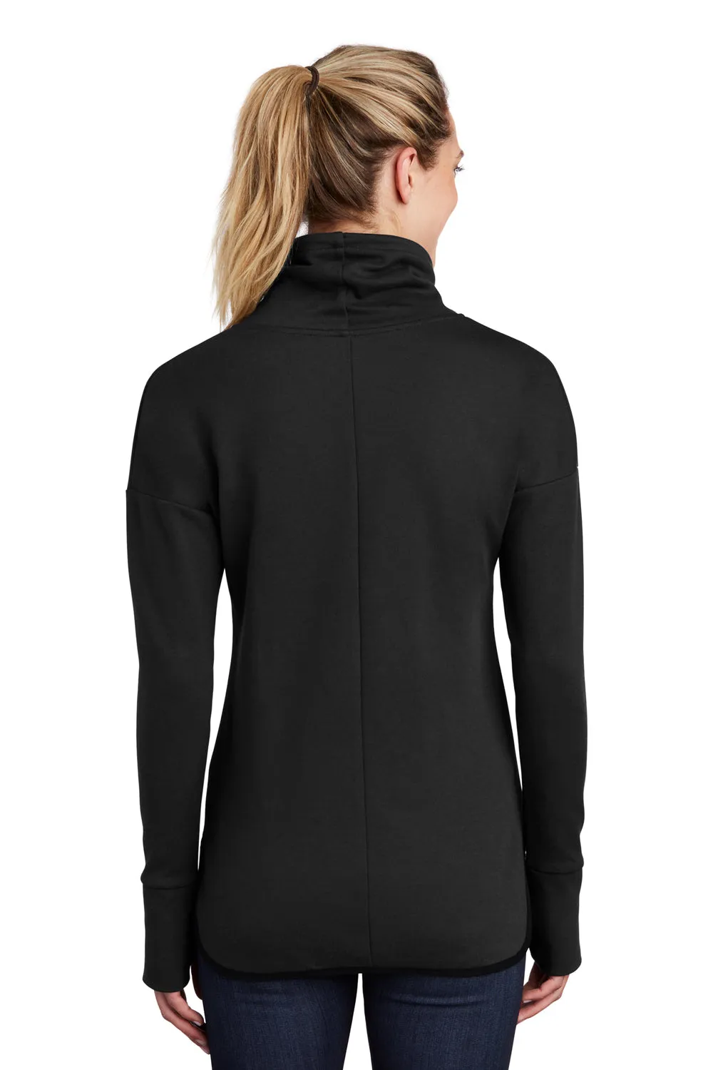Sport-Tek Womens Triumph Fleece Cowl Neck Sweatshirt w/ Pocket - Black Clothing Sport-Tek