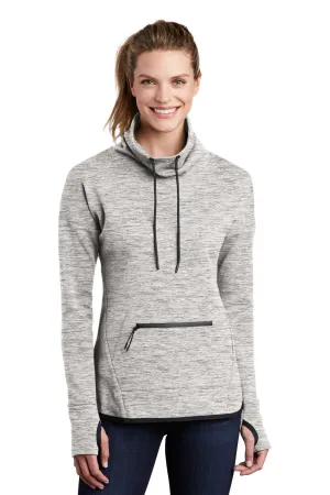 Sport-Tek Womens Triumph Fleece Cowl Neck Sweatshirt w/ Pocket - Heather Grey Clothing Sport-Tek