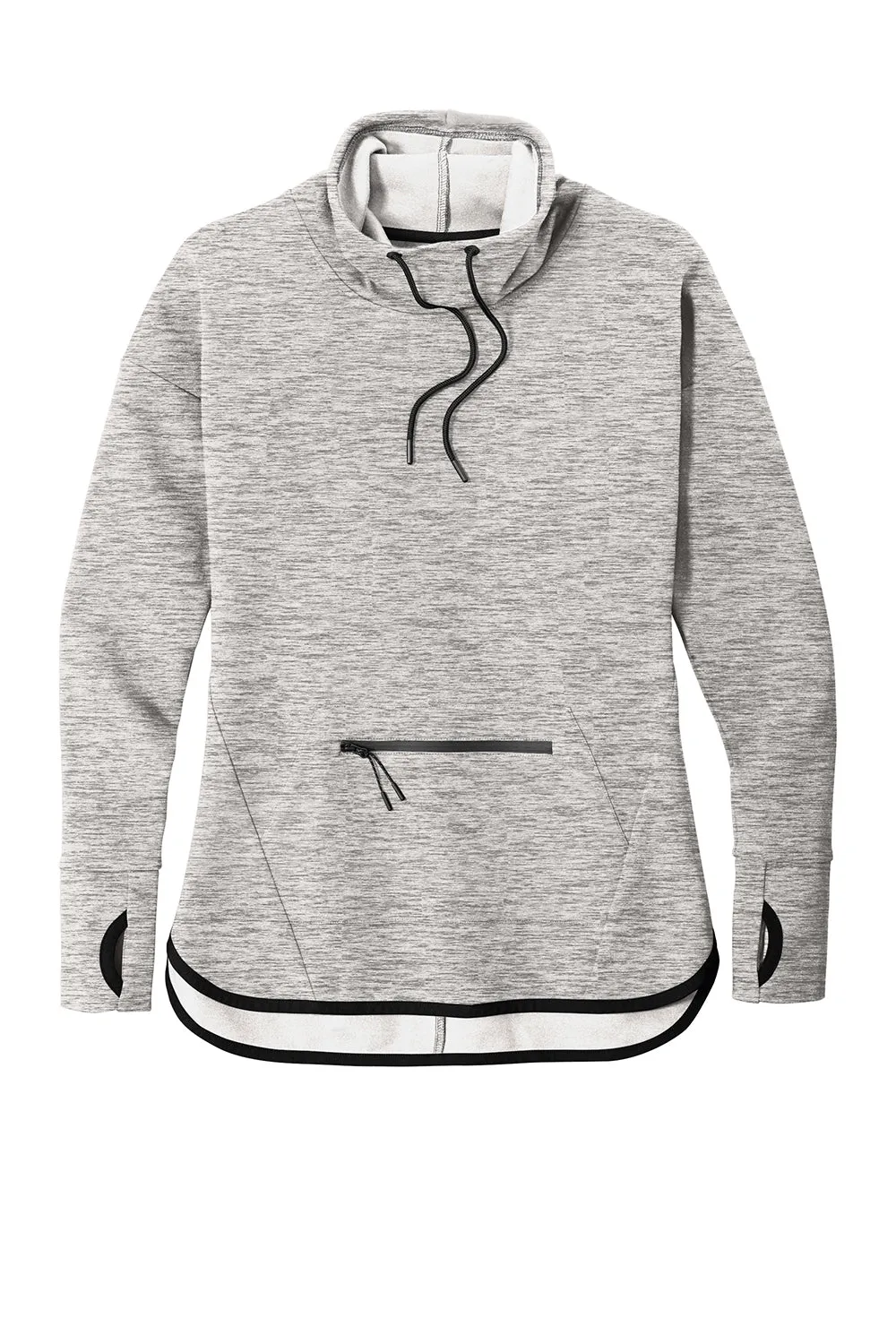 Sport-Tek Womens Triumph Fleece Cowl Neck Sweatshirt w/ Pocket - Heather Grey Clothing Sport-Tek