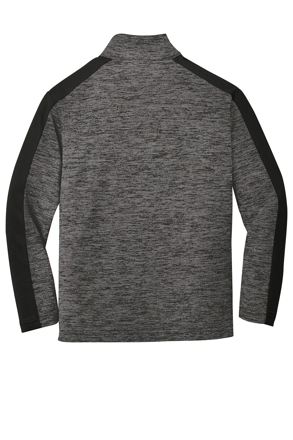 Sport-Tek Youth Electric Heather Moisture Wicking 1/4 Zip Sweatshirt - Grey Black Electric/Black