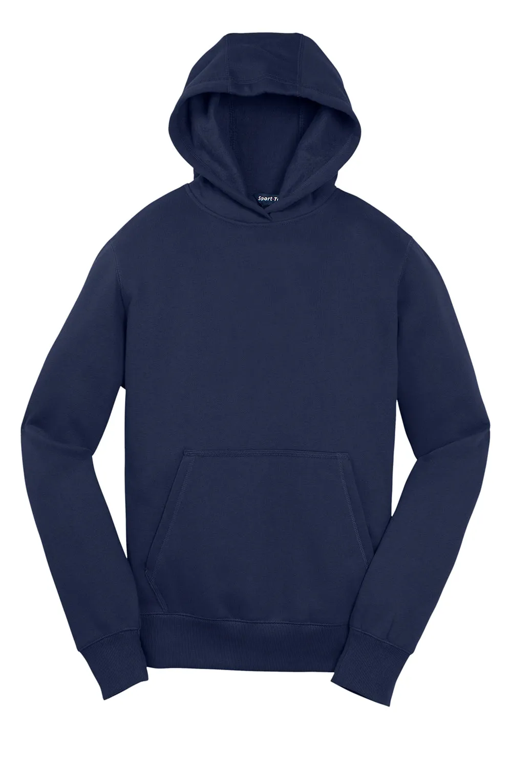 Sport-Tek Youth Shrink Resistant Fleece Hooded Sweatshirt Hoodie w/ Pouch Pocket - True Navy Blue