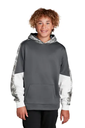 Sport-Tek Youth Sport-Wick Mineral Freeze Moisture Wicking Fleece Hooded Sweatshirt Hoodie w/ Pouch Pocket - Dark Smoke Grey