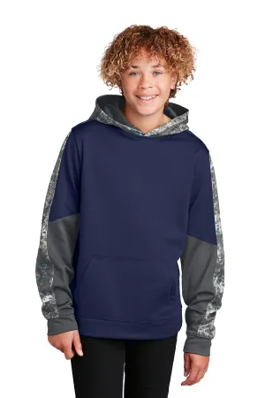 Sport-Tek Youth Sport-Wick Mineral Freeze Moisture Wicking Fleece Hooded Sweatshirt Hoodie w/ Pouch Pocket - True Navy Blue