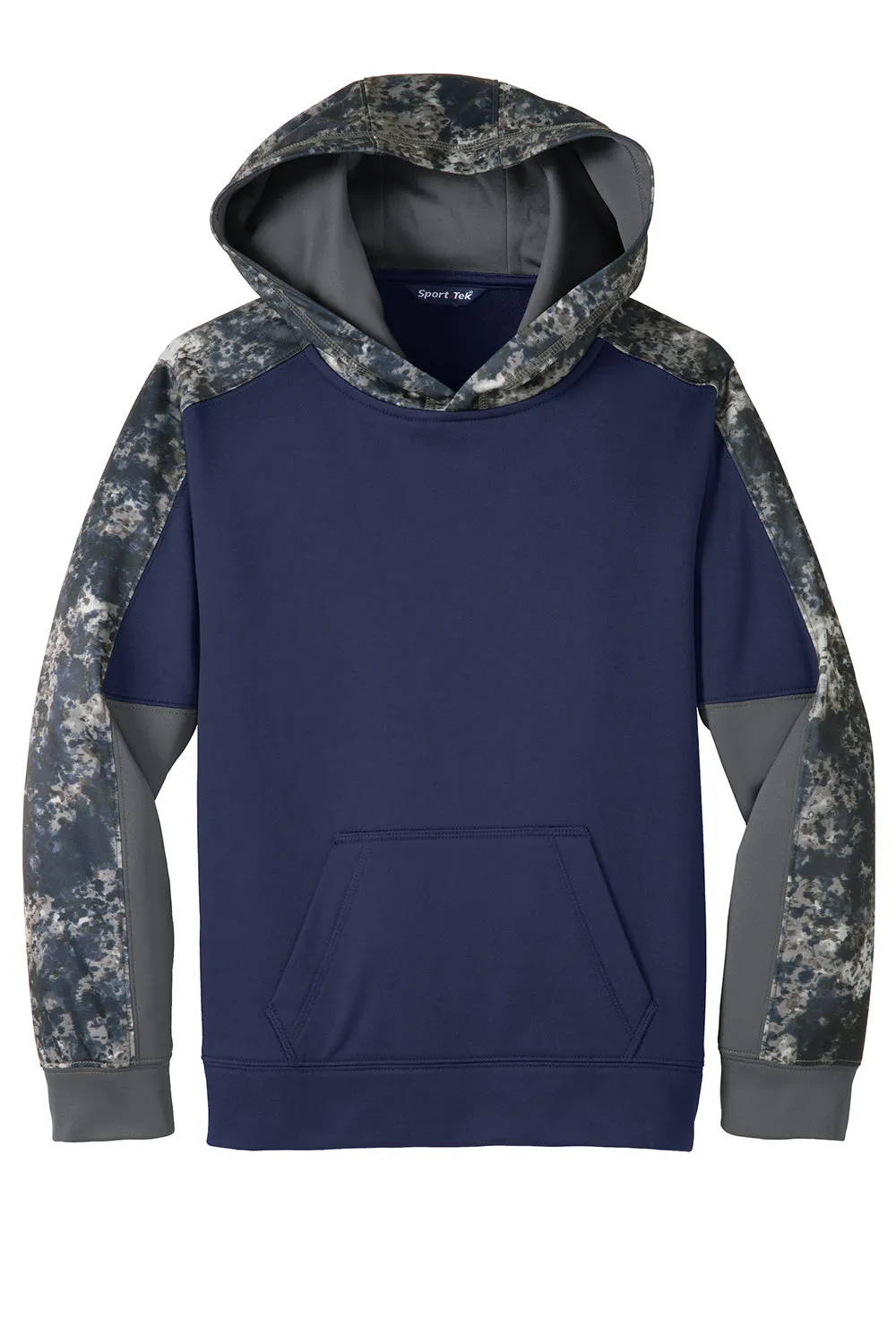 Sport-Tek Youth Sport-Wick Mineral Freeze Moisture Wicking Fleece Hooded Sweatshirt Hoodie w/ Pouch Pocket - True Navy Blue