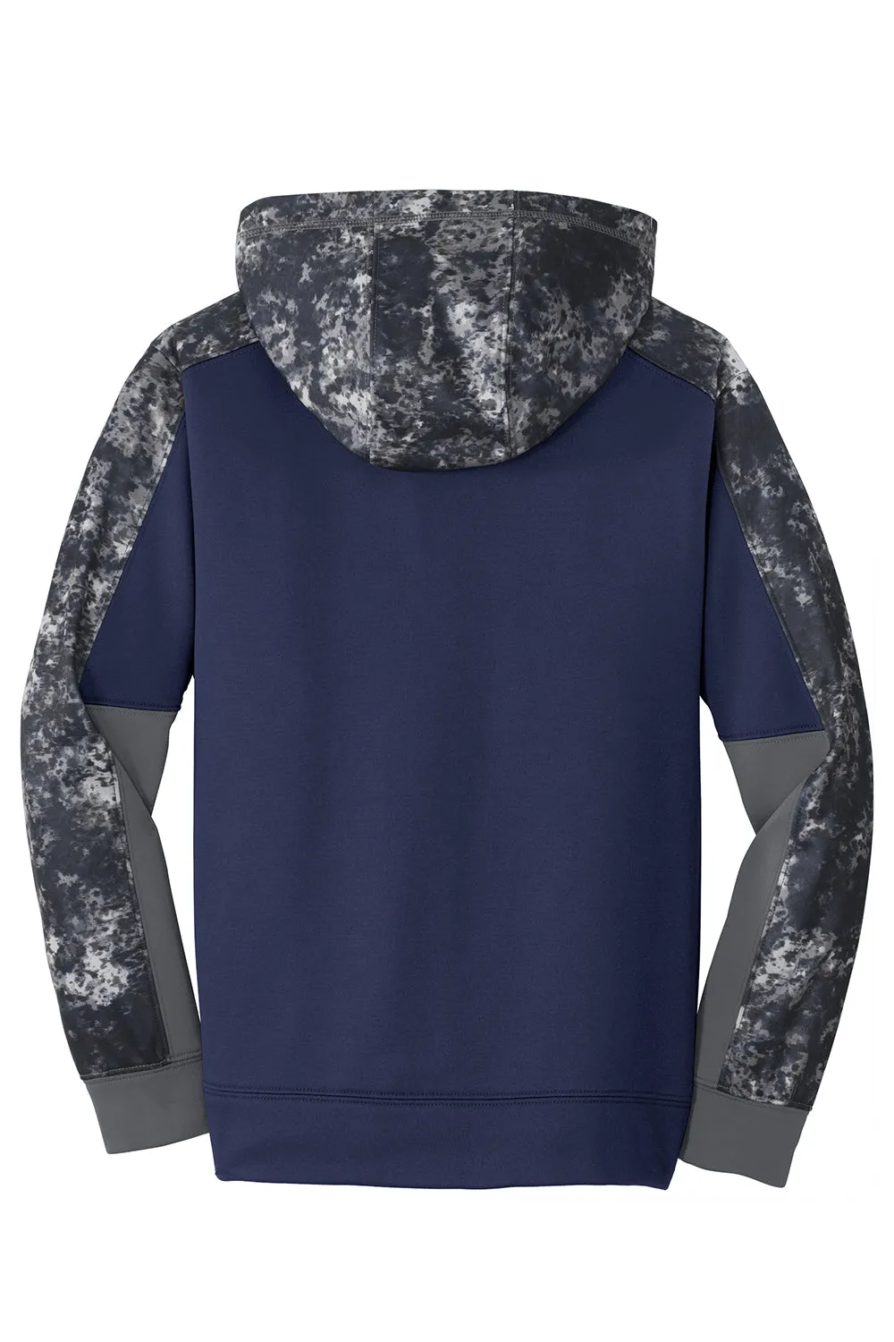 Sport-Tek Youth Sport-Wick Mineral Freeze Moisture Wicking Fleece Hooded Sweatshirt Hoodie w/ Pouch Pocket - True Navy Blue