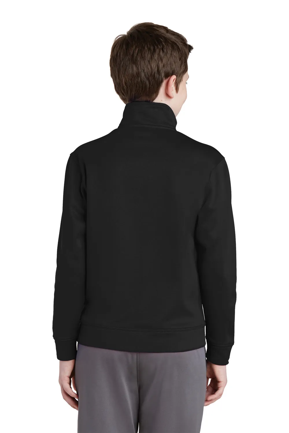 Sport-Tek Youth Sport-Wick Moisture Wicking Fleece Full Zip Sweatshirt w/ Pockets - Black