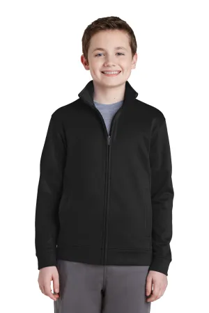 Sport-Tek Youth Sport-Wick Moisture Wicking Fleece Full Zip Sweatshirt w/ Pockets - Black