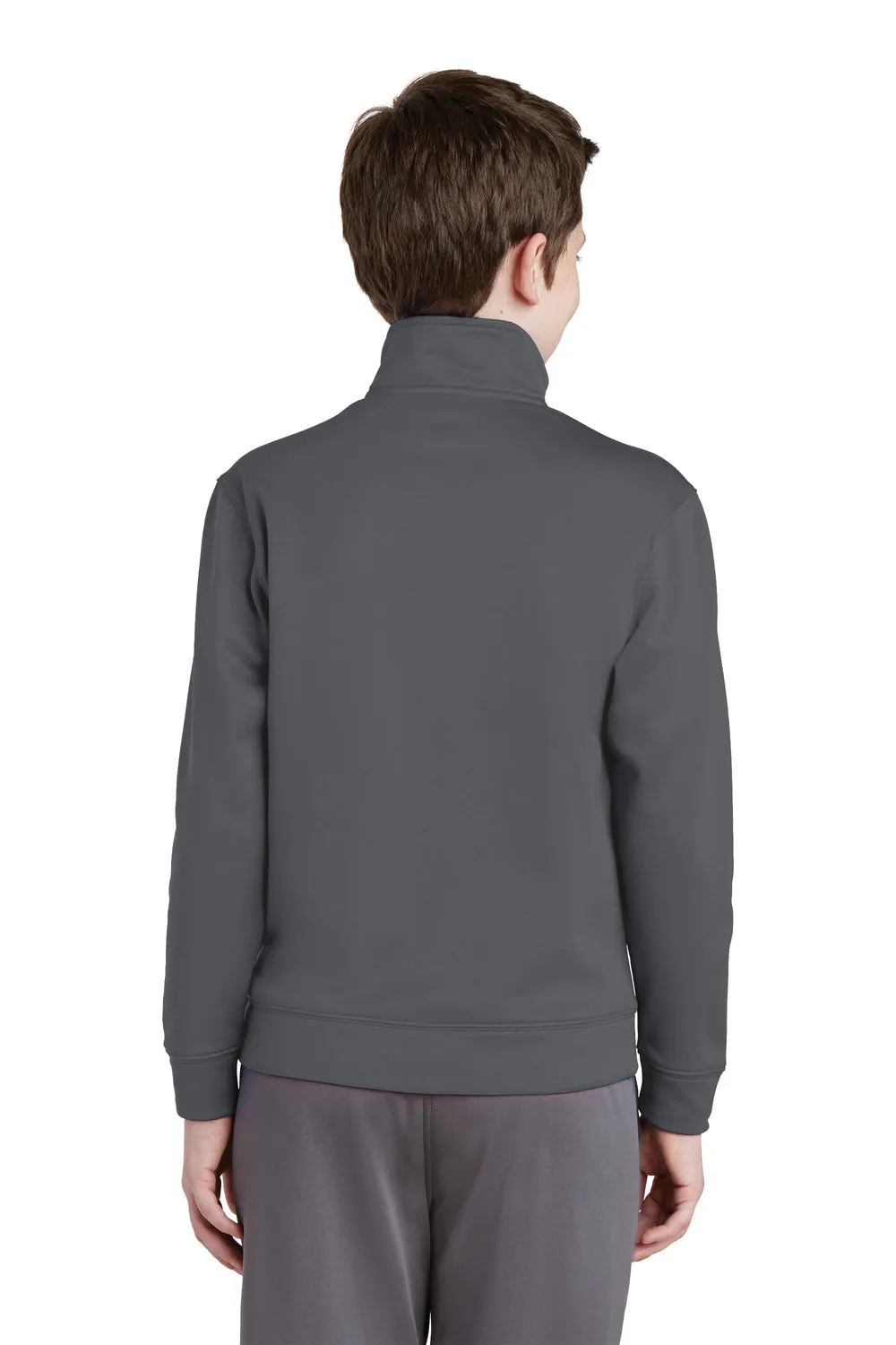 Sport-Tek Youth Sport-Wick Moisture Wicking Fleece Full Zip Sweatshirt w/ Pockets - Dark Smoke Grey Clothing Sport-Tek