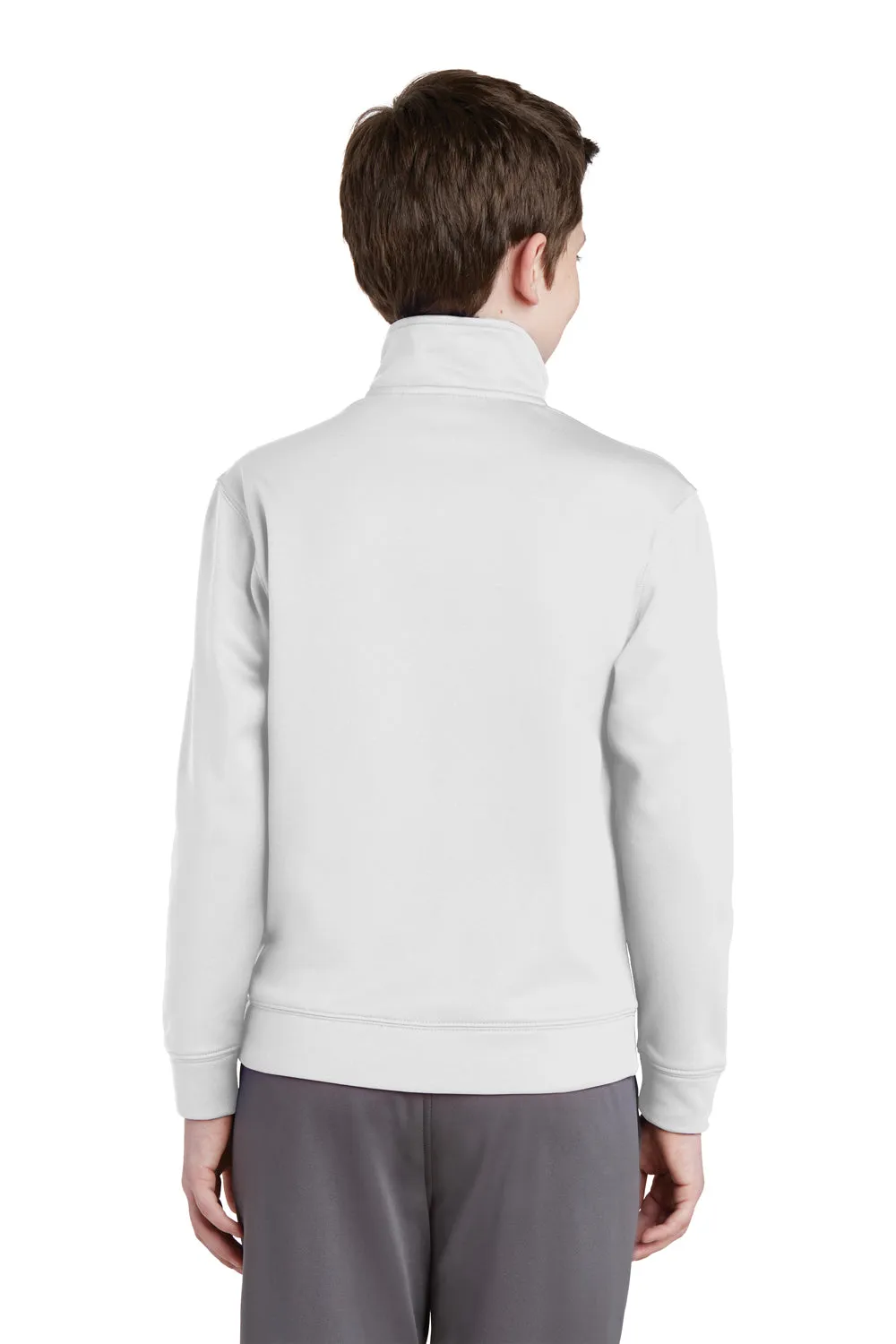 Sport-Tek Youth Sport-Wick Moisture Wicking Fleece Full Zip Sweatshirt w/ Pockets - White Clothing Sport-Tek