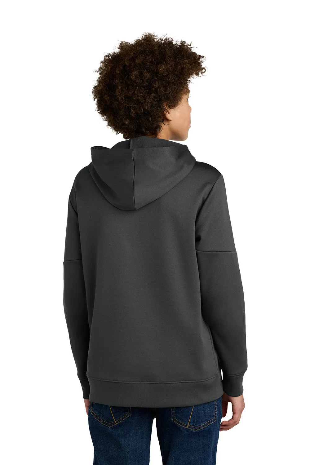 Sport-Tek Youth Sport-Wick Moisture Wicking United Fleece Hooded Sweatshirt Hoodie w/ Pouch Pocket - Iron Grey/White