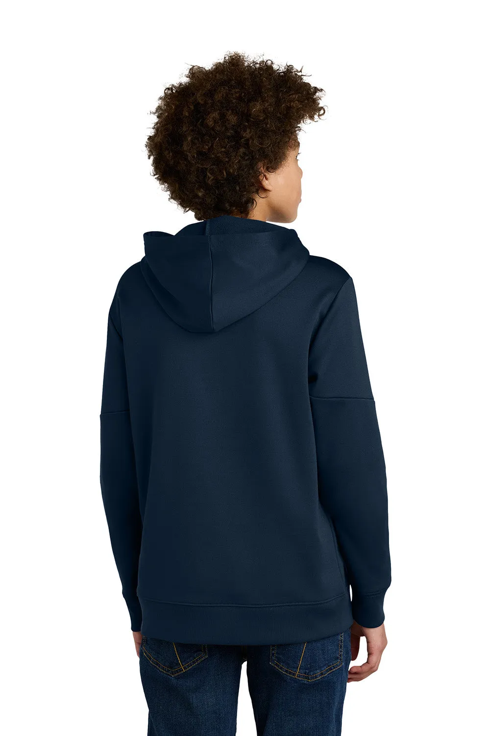 Sport-Tek Youth Sport-Wick Moisture Wicking United Fleece Hooded Sweatshirt Hoodie w/ Pouch Pocket - Navy Blue/White Clothing Sport-Tek