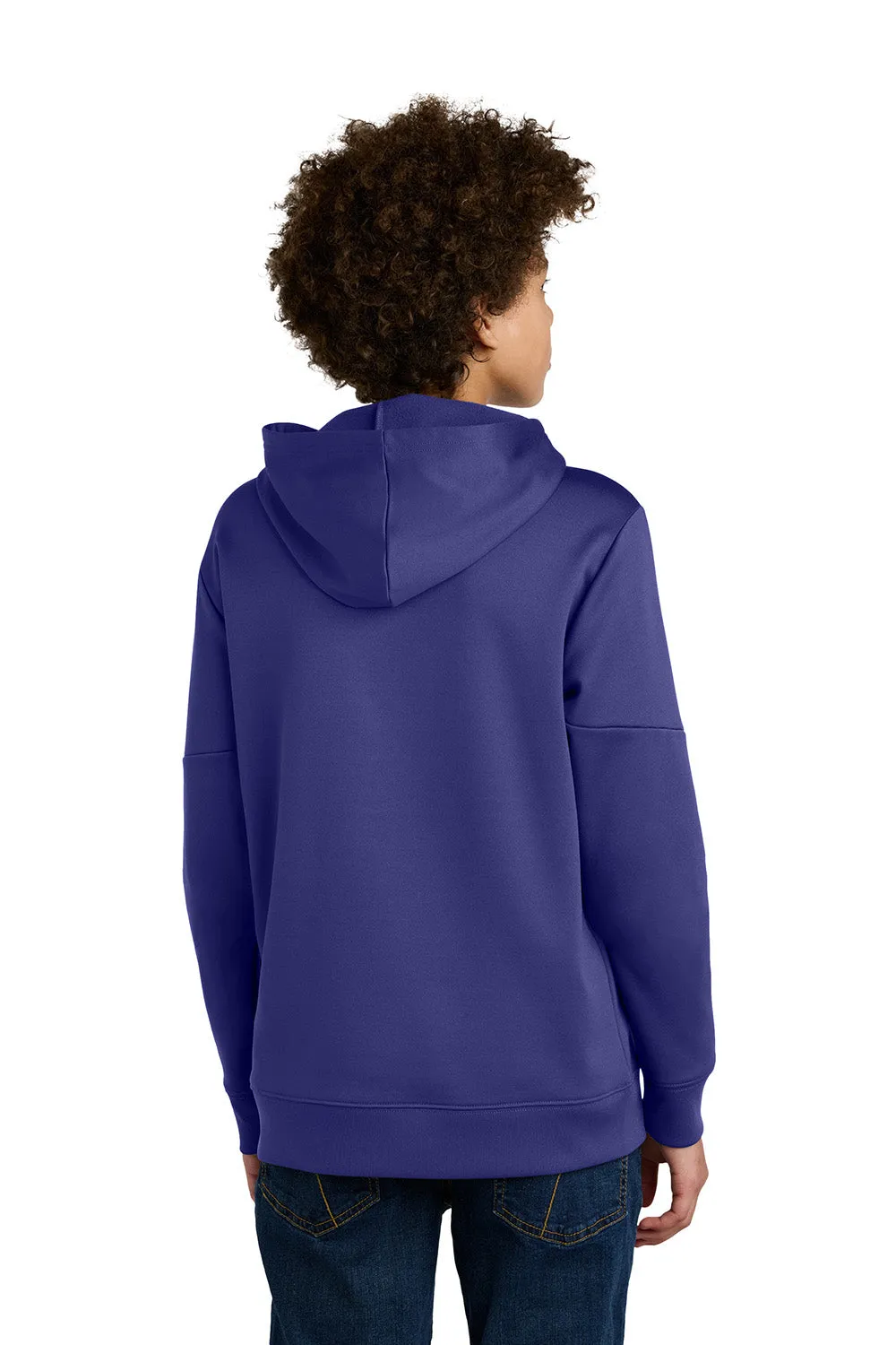 Sport-Tek Youth Sport-Wick Moisture Wicking United Fleece Hooded Sweatshirt Hoodie w/ Pouch Pocket - Purple/White