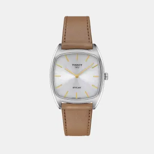 Stylist Unisex Quartz Silver Dial Analog Leather Watch T1599091603100 budget    watches    watches classic