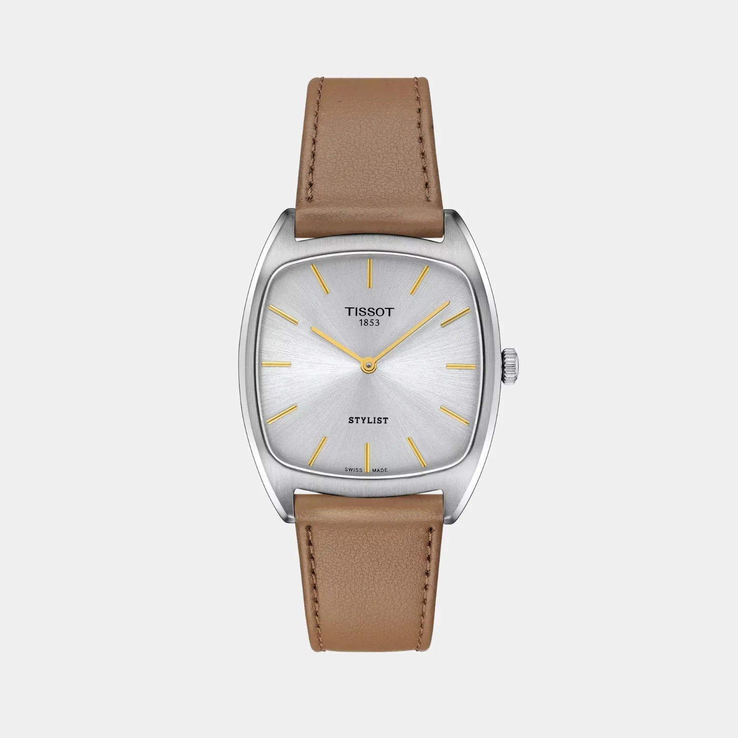 Stylist Unisex Quartz Silver Dial Analog Leather Watch T1599091603100 budget    watches    watches classic