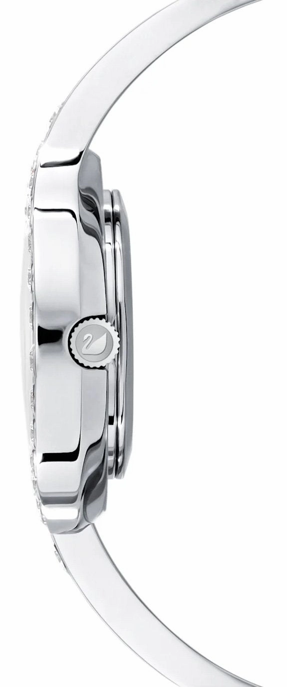 SWAROVSKI Crystal Authentic Lovely Crystals Bangle Watch, Metal Strap, Silver Tone - High Class Stone Studded Swiss Made Timepiece Jewelry and Everyday Accessory for Women