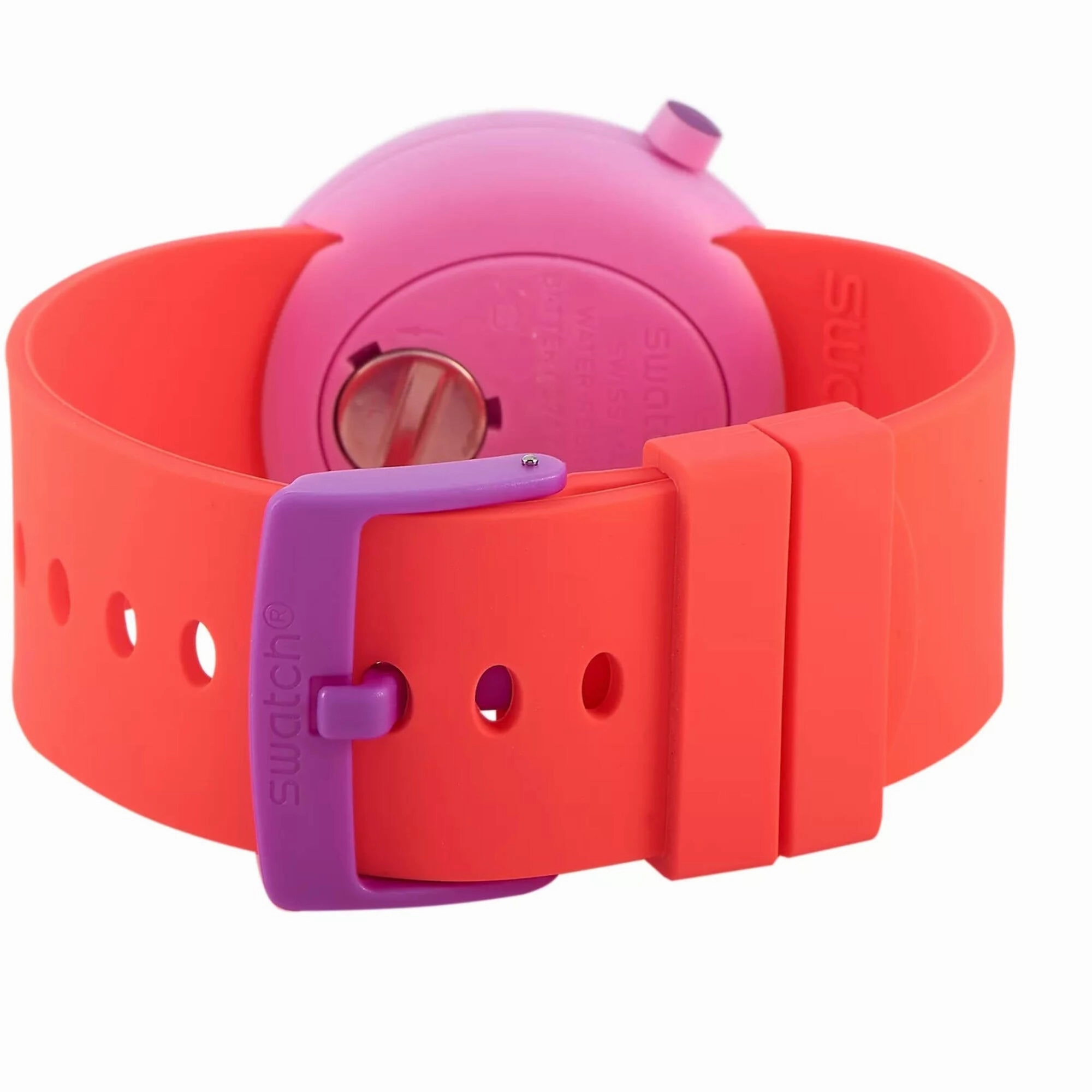 Swatch Women's Watch - Popalicious Quartz White Dial Orange Silicone Strap | PNP100