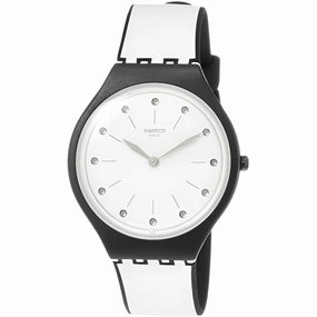 Swatch Women's Watch - Skin Skinme Light Grey and Black Silicone Strap | SVOB102 Luxury Quartz Watch Quartz Watch Sale