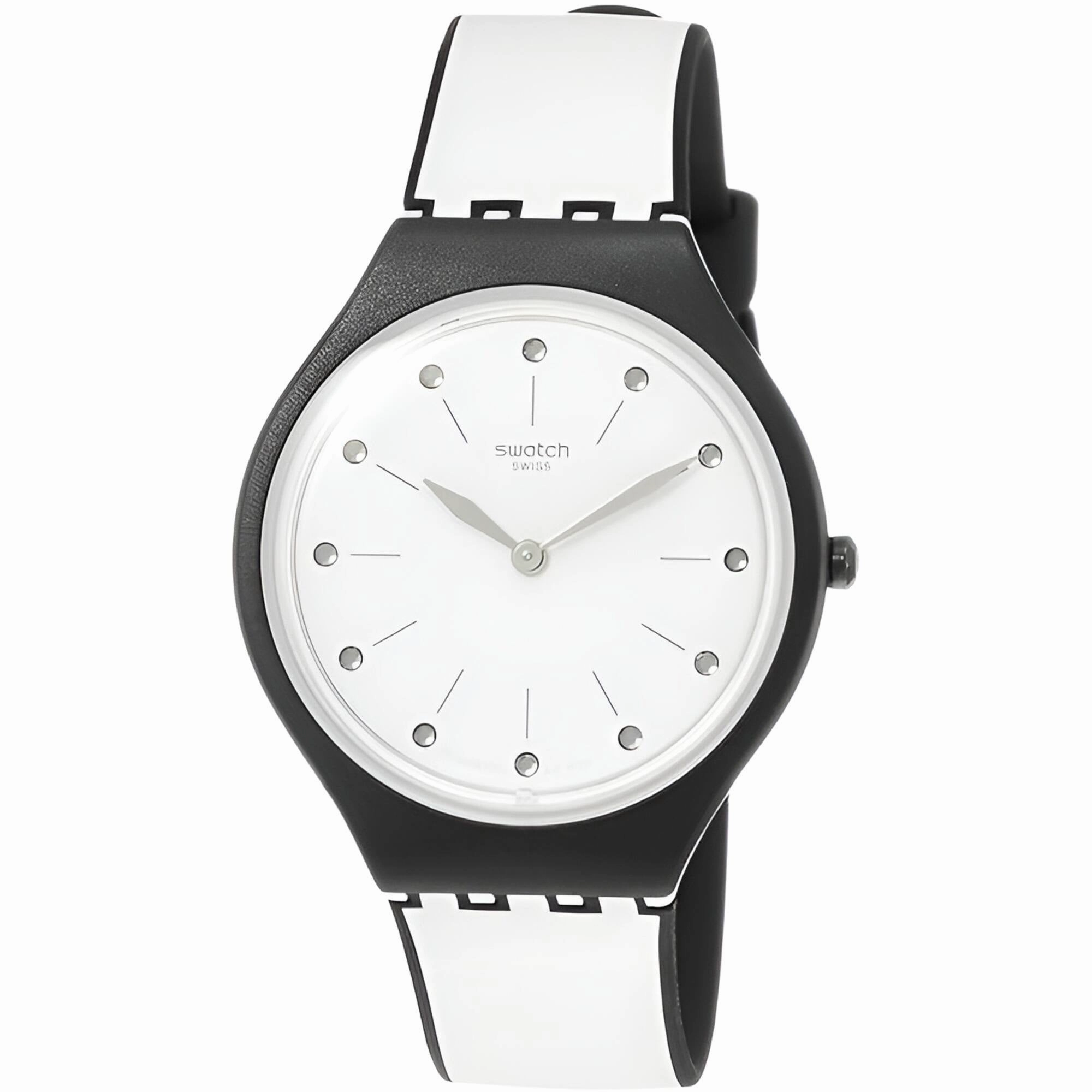 Swatch Women's Watch - Skin Skinme Light Grey and Black Silicone Strap | SVOB102 Luxury Quartz Watch Quartz Watch Sale