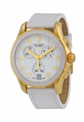 Swiss Army Chrono Classic Gold Tone Stainless Steel & Ceramic Womens Strap Watch White Dial 241511 Women??s luxury watches Affordable women watches