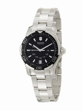 Swiss Army Classic Alliance Sport Stainless Steel Womens Watch Black Dial Calendar 241305 Women??s luxury watches Affordable women watches