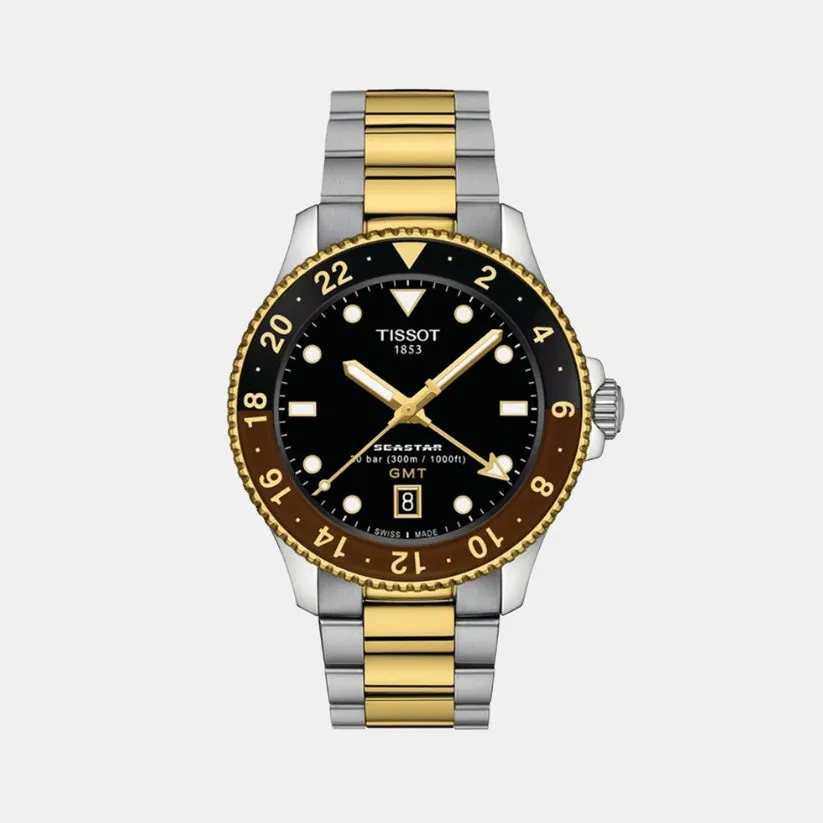 T-Sport Seastar 1000 Men Quartz Black Dial Analog Stainless Steel Watch T1208522205100 budget    watches    watches classic