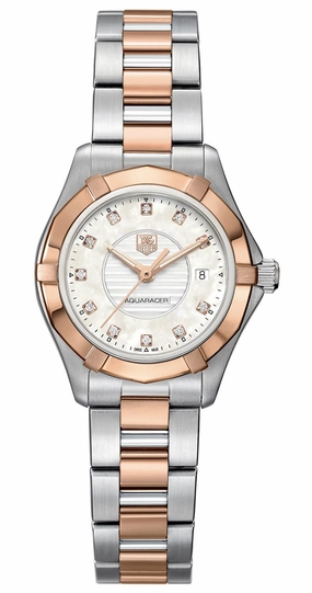 TAG Heuer Aquaracer Steel & Rose Gold Mother-of-Pearl Dial Diamonds Date Quartz Womens Watch WAP1451.BD0837 Women??s luxury watches Affordable women watches
