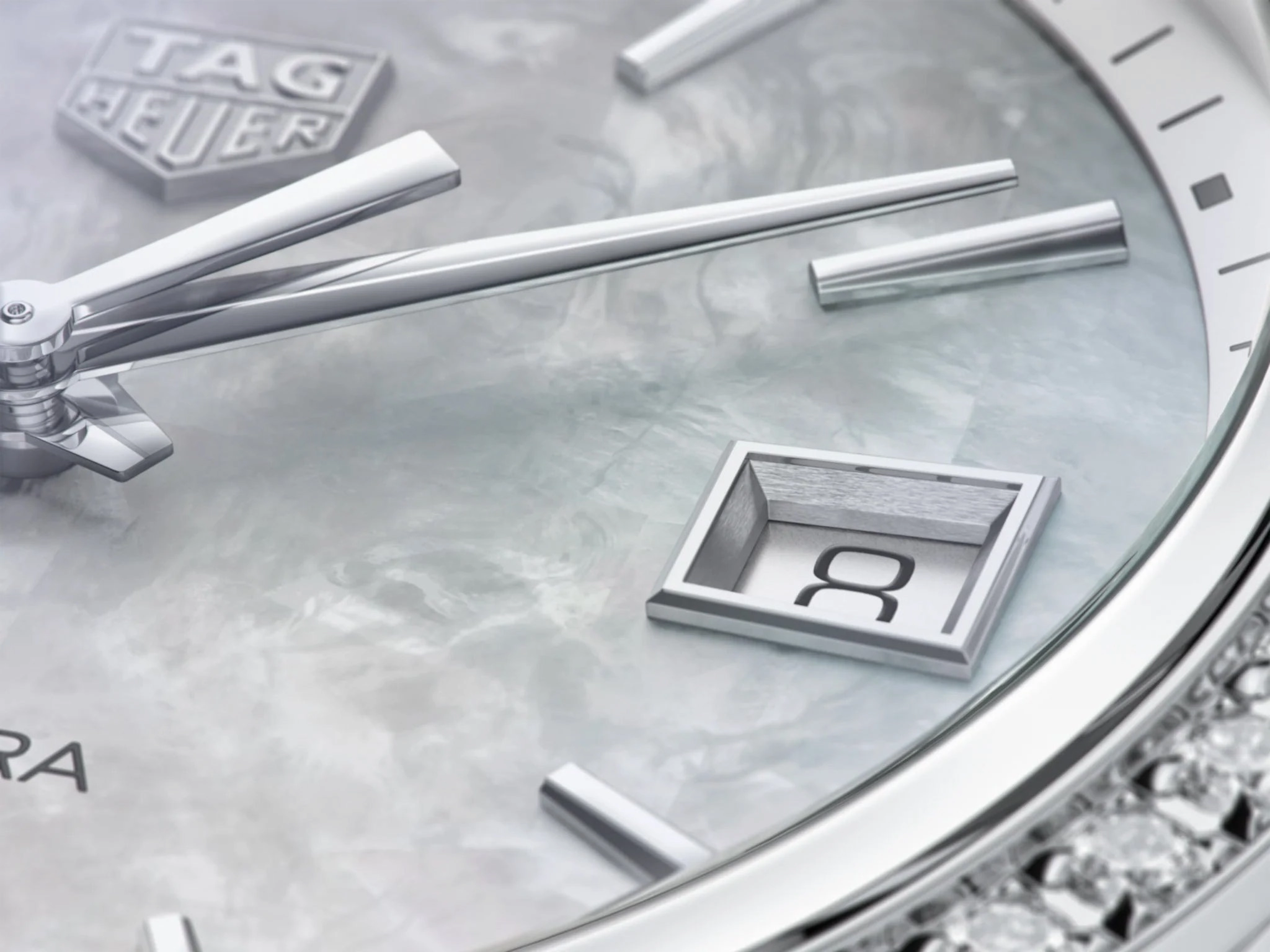 TAG Heuer Carrera Stainless Steel Mother-Of-Pearl Dial Diamonds Date Quartz Womens Watch WBK1316.BA0652