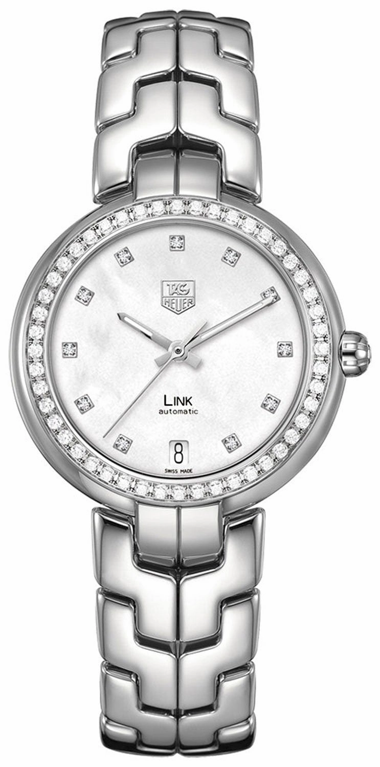TAG Heuer Link Automatic Stainless Steel Mother-of-Pearl Dial Diamonds Date Womens Watch WAT2314.BA0956 Women??s luxury watches Affordable women watches
