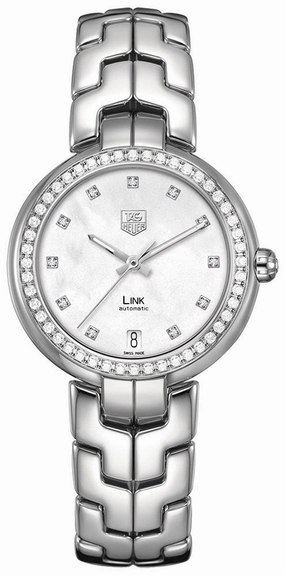 TAG Heuer Link Automatic Stainless Steel Mother-of-Pearl Dial Diamonds Date Womens Watch WAT2314.BA0956 Women??s luxury watches Affordable women watches