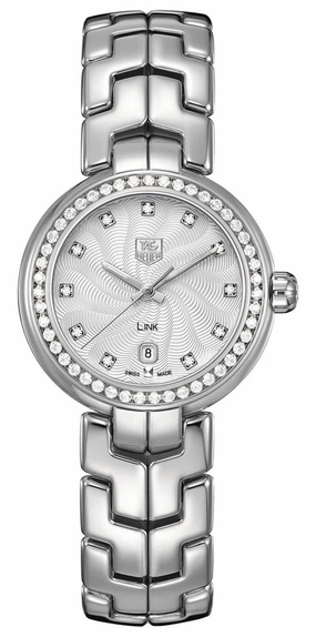 TAG Heuer Link Stainless Steel Silver-Tone Dial Diamonds Date Quartz Womens Watch WAT1414.BA0954 Women??s luxury watches Affordable women watches