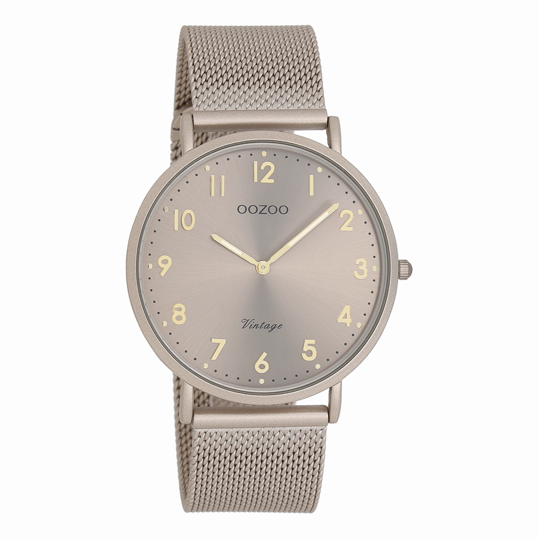 Taupe OOZOO watch with metal mesh bracelet - C20380,seiko watches,mens watches,couple watches,watches designer,watches discount,best watches for men