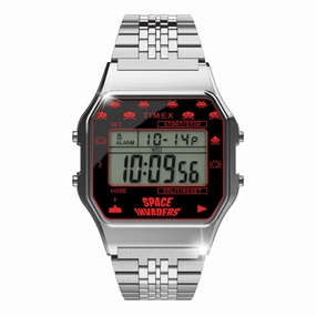 Timex 80 Space Invaders Digital 34mm Stainless Steel Band stainless-steel watches stainless steel watch bands stainless steel watches cheap