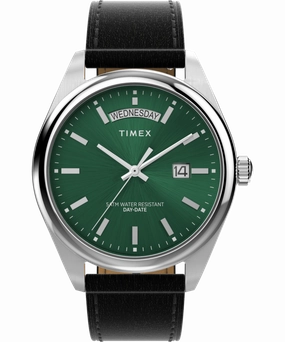 Timex Legacy Quartz Green Dial Day-Date Leather Band Watch TW2W57300,quartz watch, quartz watches for men, quartz watches for women, best quartz watch, minimalist quartz watch, luxury quartz watch, waterproof quartz watch,analog quartz watch, digital quart