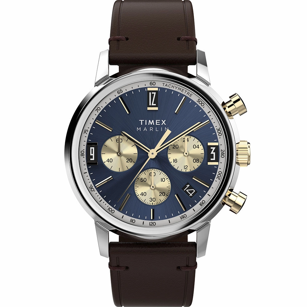 Timex Marlin TW2W60400 Chronograph Affordable Leather Watch Leather Watch Discount
