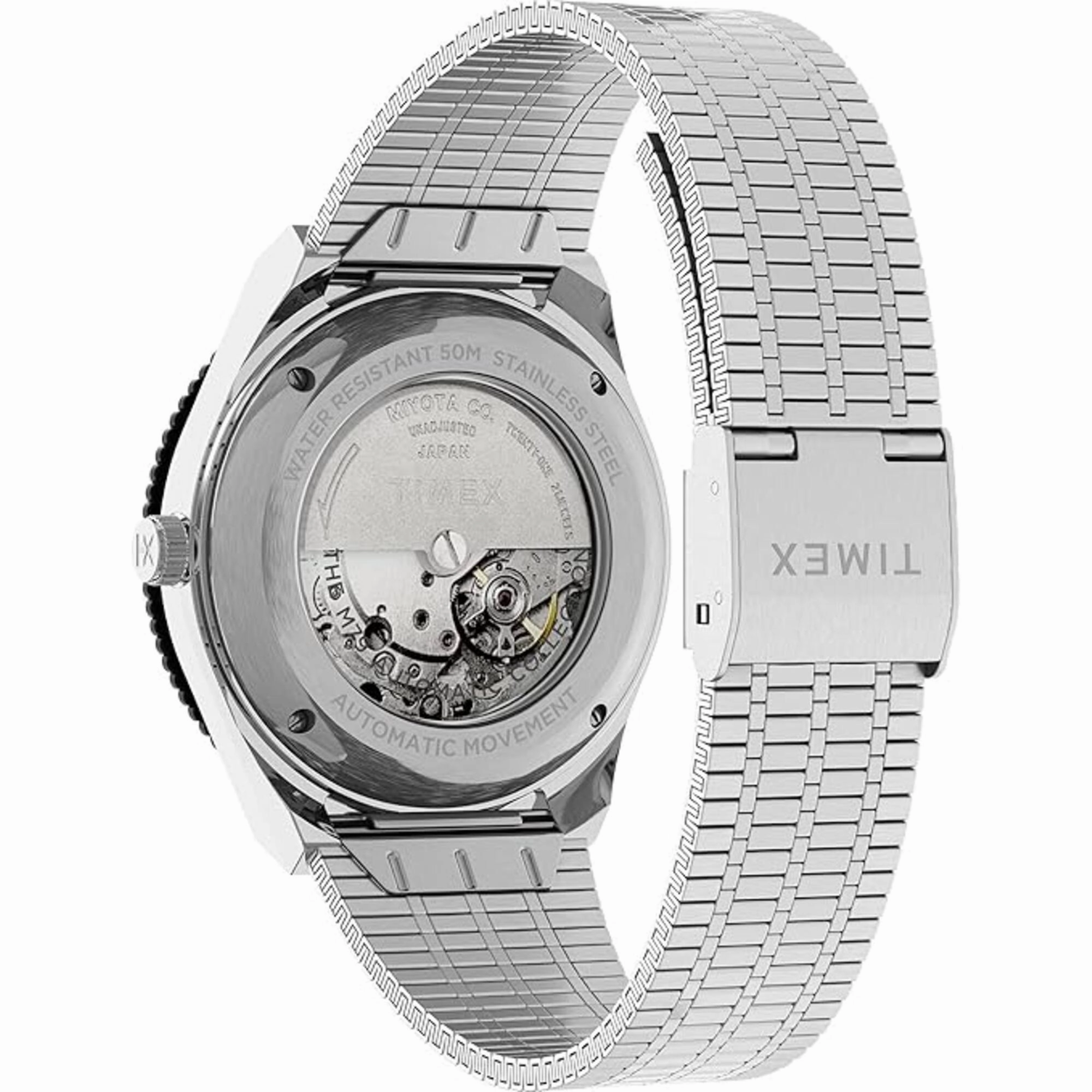 Timex Men's Watch - M79 Automatic Black Dial Silver Tone Steel Bracelet | TW2U83400