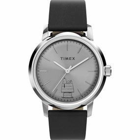 Timex Men's Watch - Marlin Peanuts Automatic Silver Dial Leather Strap | TW2Y10000,automatic watch,automatic watches for men,automatic watches for women,luxury automatic watch,minimalist automatic watch,dress automatic watch,vintage automatic watch,automa