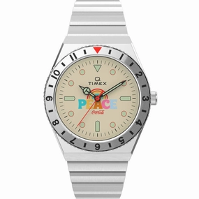 Timex Men's Watch - Q Quartz Cream Dial Stainless Steel Bracelet | TW2V25800 men's watches best men's watches under $500 affordable men's watches men watches classic