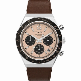 Timex Q Chronograph Brown Leather Watch TW2W51800 
