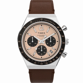 Timex Q Chronograph TW2W51800 Affordable Leather Watch Leather Watch Discount