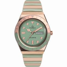 Timex Women's Watch - Q Malibu Quartz Green Dial Two Tone Bracelet | TW2V38700 Luxury Quartz Watch Quartz Watch Sale