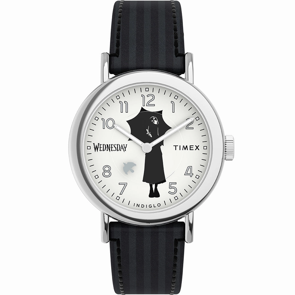 Timex x Wednesday TW2Y19400 Weekender Affordable Leather Watch Leather Watch Discount