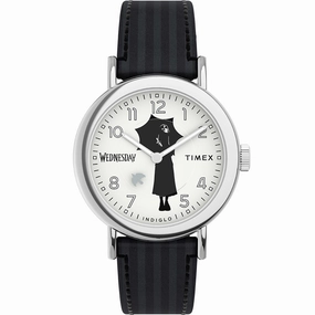 Timex x Wednesday TW2Y19400 Weekender Affordable Leather Watch Leather Watch Discount