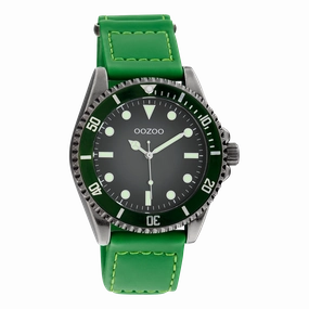 Titanium OOZOO watch with green velcro strap - C11010,seiko watches,mens watches,couple watches,watches designer,watches discount,best watches for men